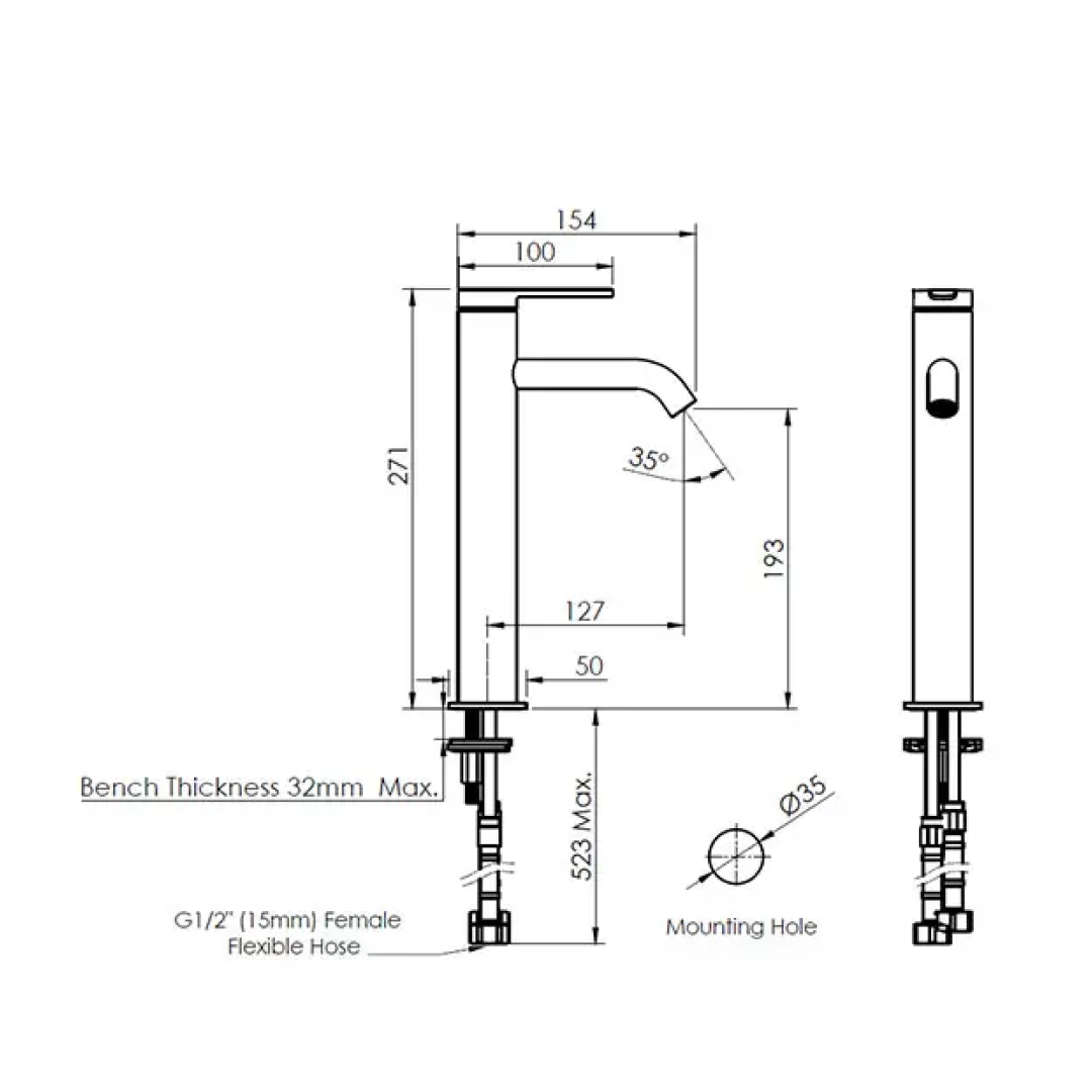 Greens Optima Tower Basin Mixer Brushed Brass