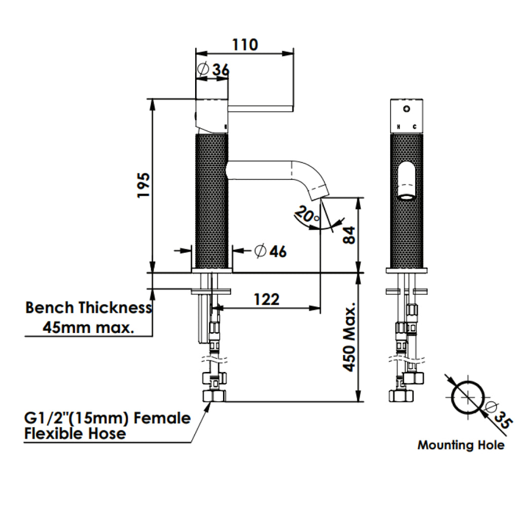 Greens Reflect Basin Mixer - Brushed Brass - 21302556
