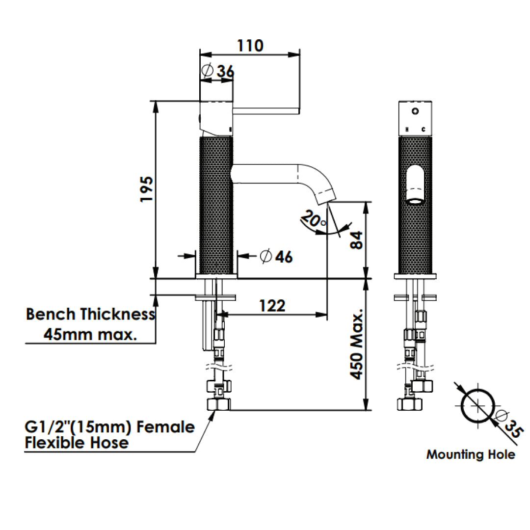 Greens Reflect Basin Mixer - Brushed Brass - 21302556