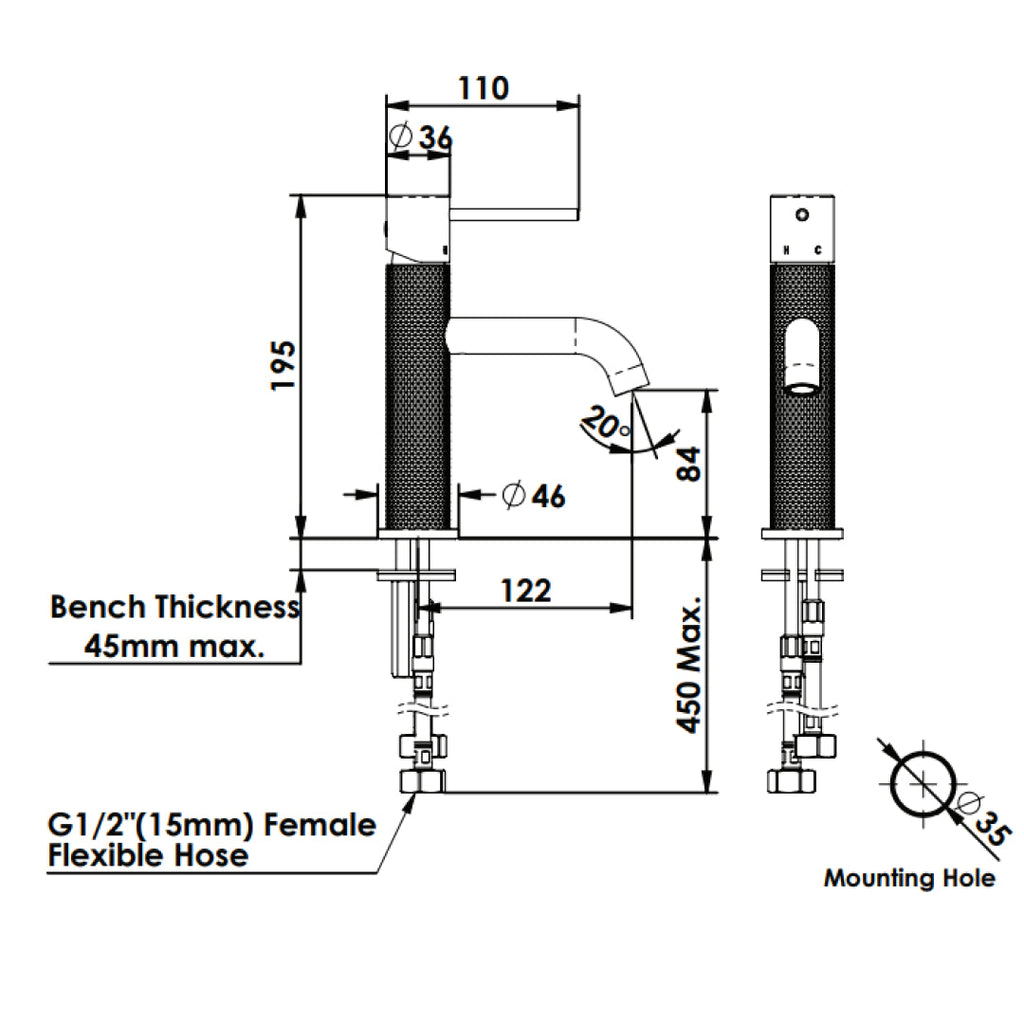 Greens Reflect Basin Mixer - Brushed Copper - 21302558