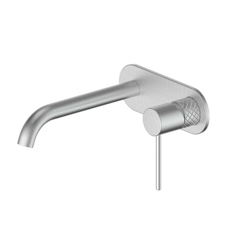 Greens Textura Wall Basin Mixer w/Plate - Brushed Stainless - 183025213