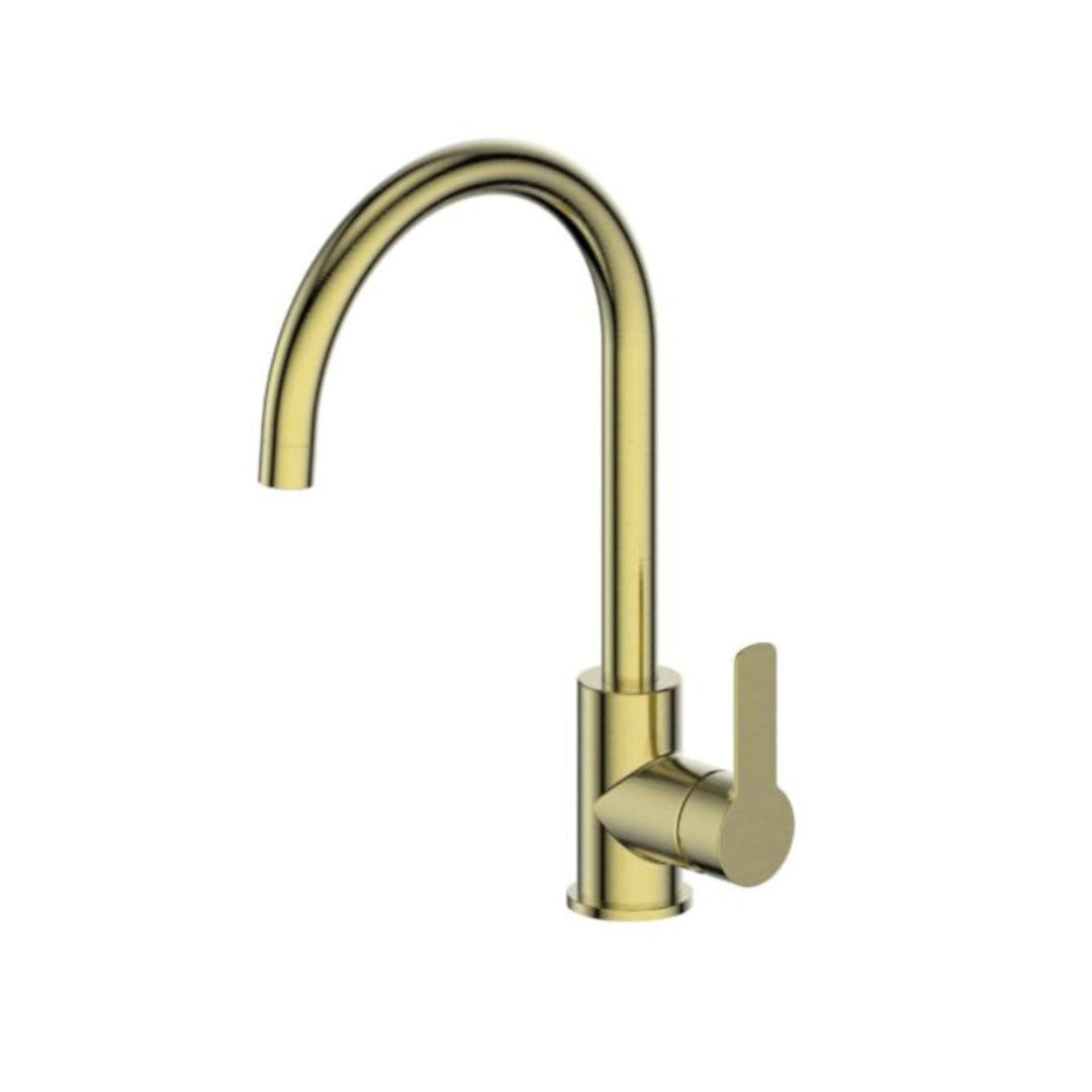 Buy Greens Astro II Gooseneck Sink Mixer Brushed Brass Online Cass