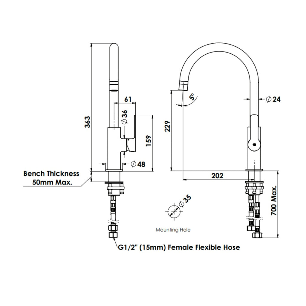 Greens Astro II Gooseneck Sink Mixer Lead Free - Brushed Nickel - LF254283BN