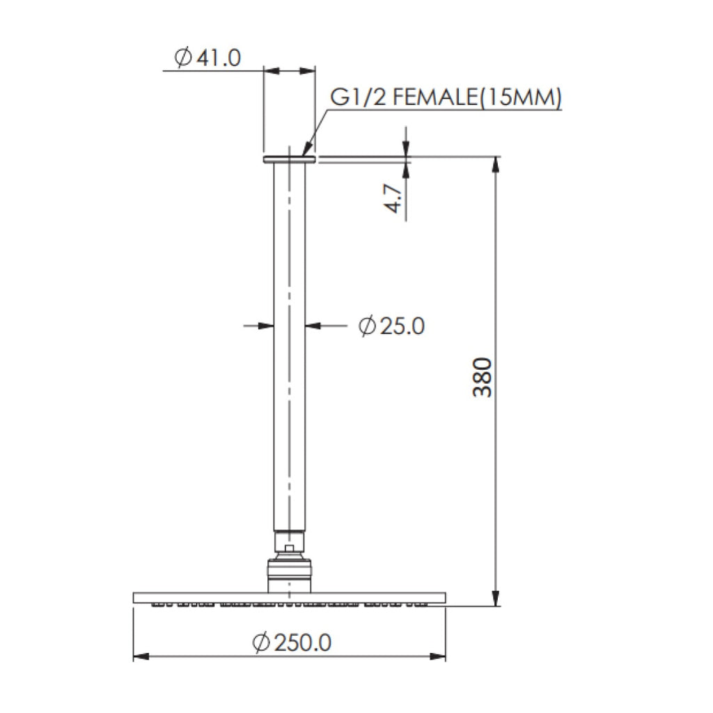 Greens Lavish Brass Ceiling Shower - Gun Metal - 239101GM