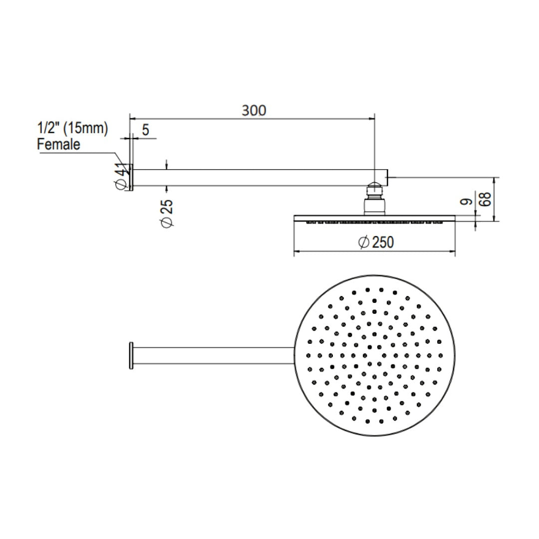Greens Lavish Brass Wall Shower - Brushed Copper - 239102BC