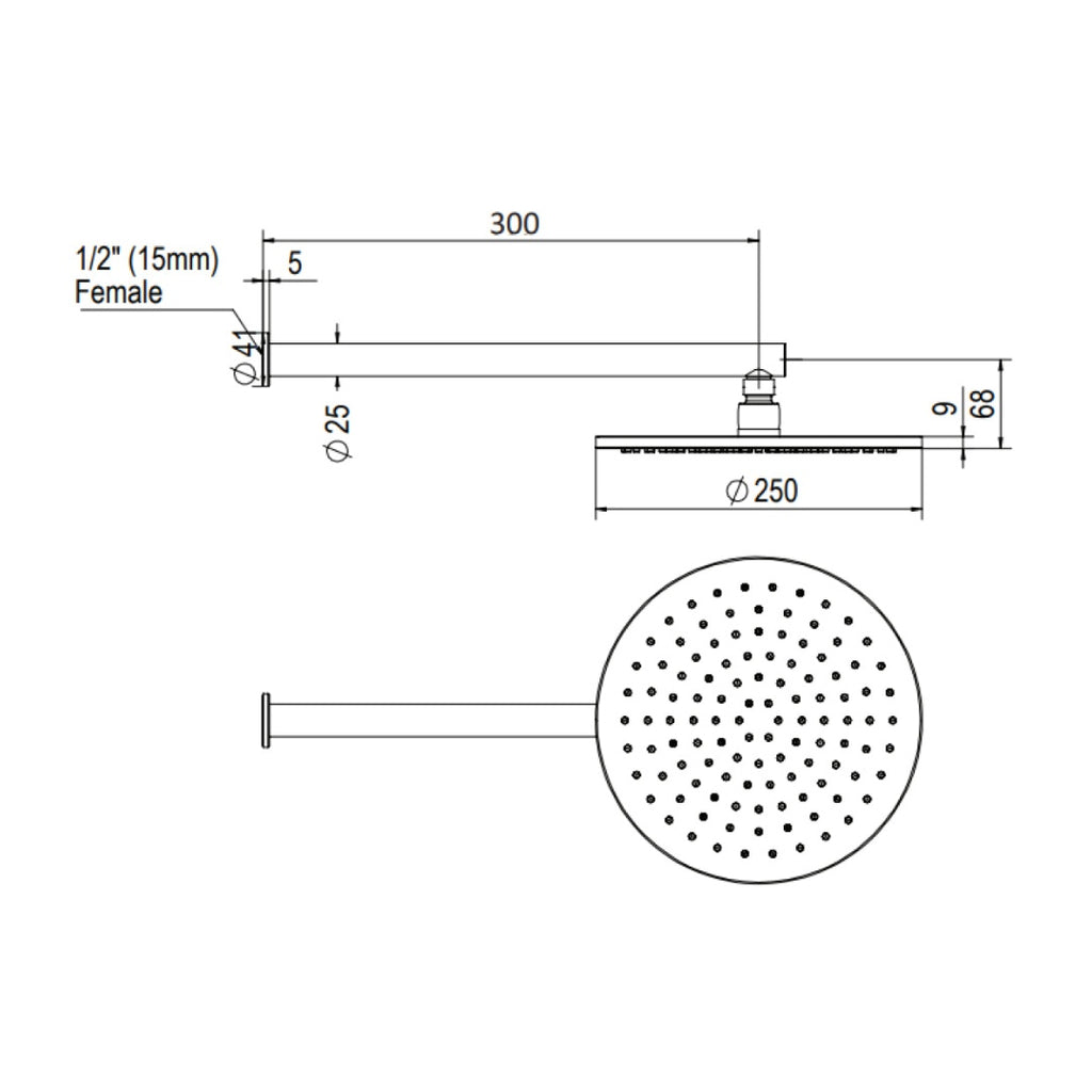 Greens Lavish Brass Wall Shower - Matte Black - 239102MB