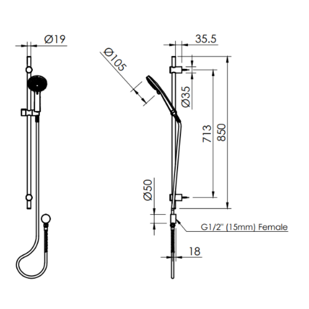 Greens Optima Rail Shower - Brushed Brass - 1920006