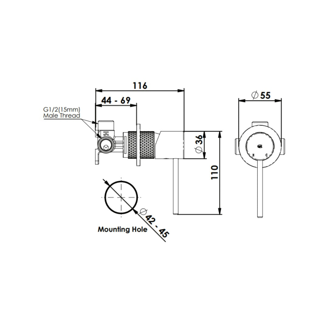 Greens Reflect Shower Mixer Includes Body - Brushed Brass - 2130250BB + LF9414860