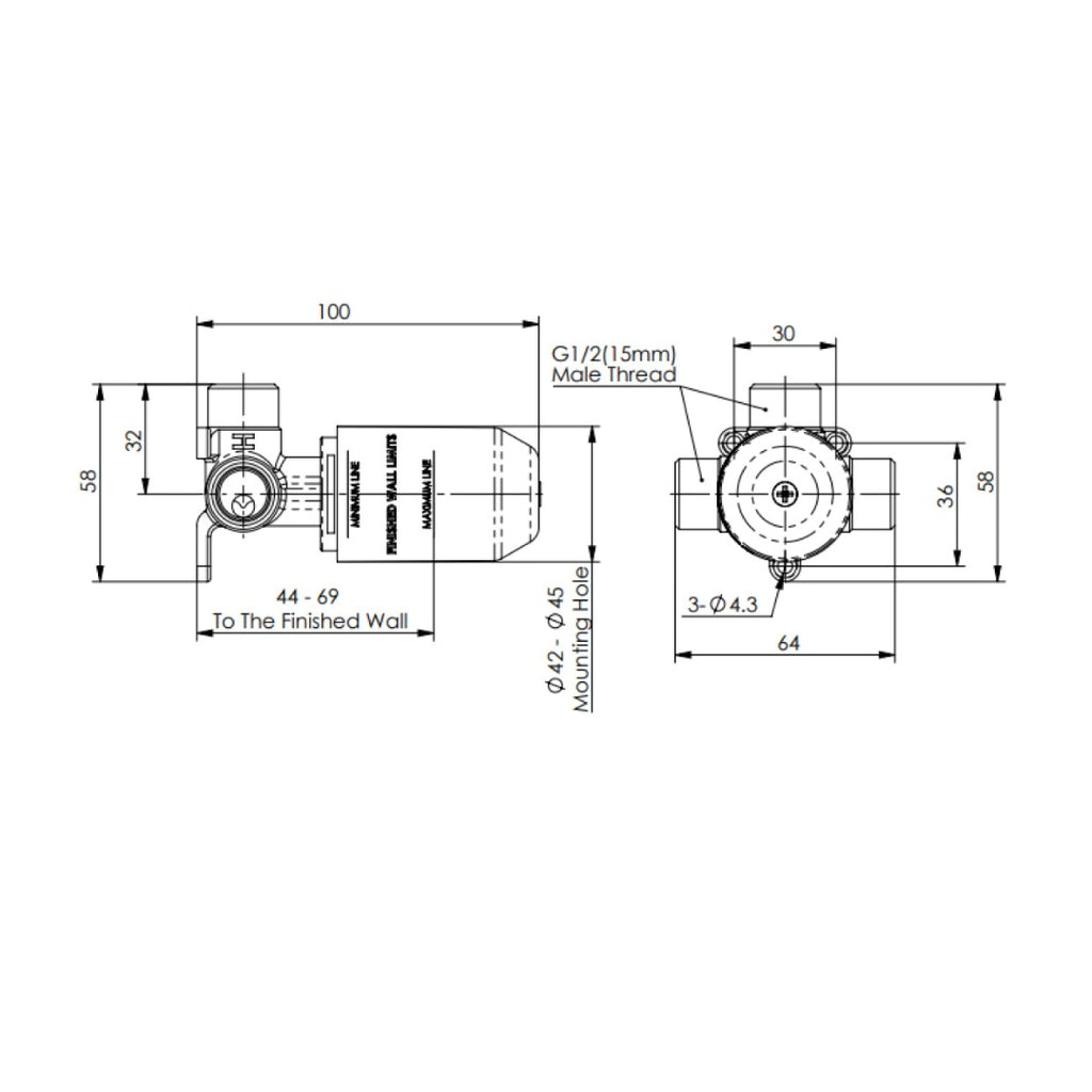 Greens Reflect Shower Mixer Includes Body - Brushed Brass - 2130250BB + LF9414860