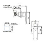 Greens Swept Shower Mixer Includes Body - Brushed Nickel - 1860250BN + LF9514860