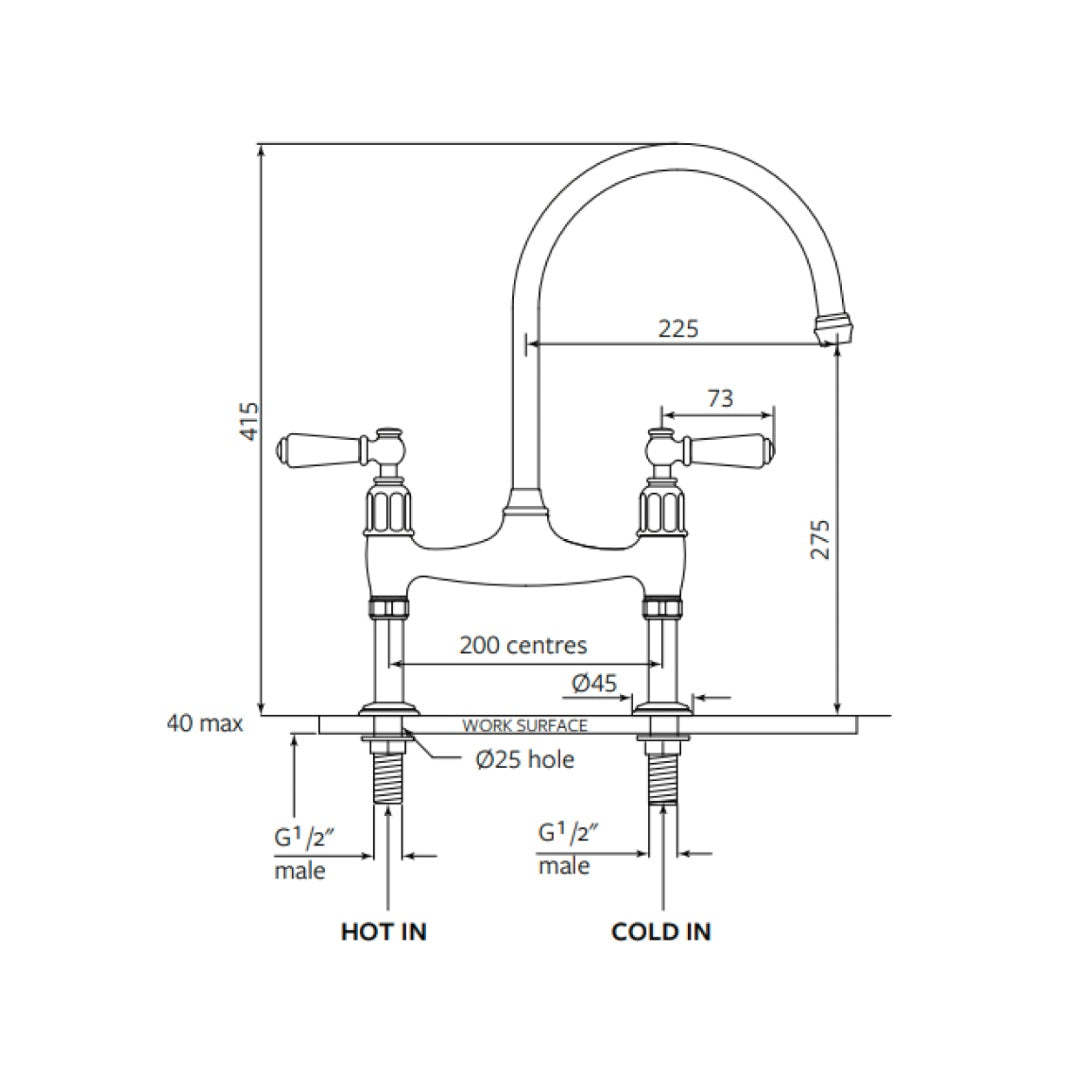 Shaws by Perrin & Rowe Pendleton Kitchen Tap - Satin Brass - AUSH.4193SBWPC/H1