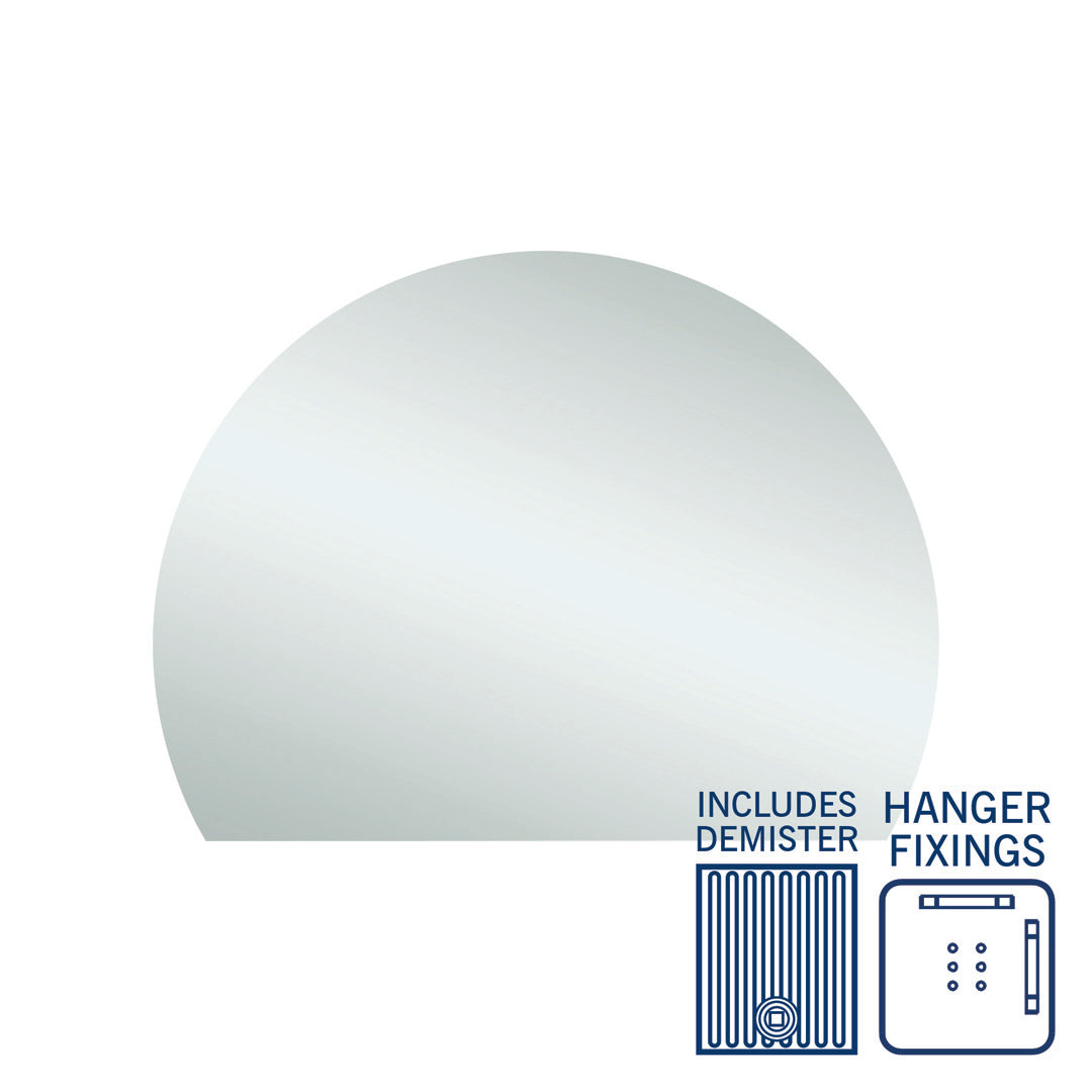Thermogroup Hamilton D Shaped Polished Edge Mirror - 1200x900mm with Hangers and Demister - HD1290HND
