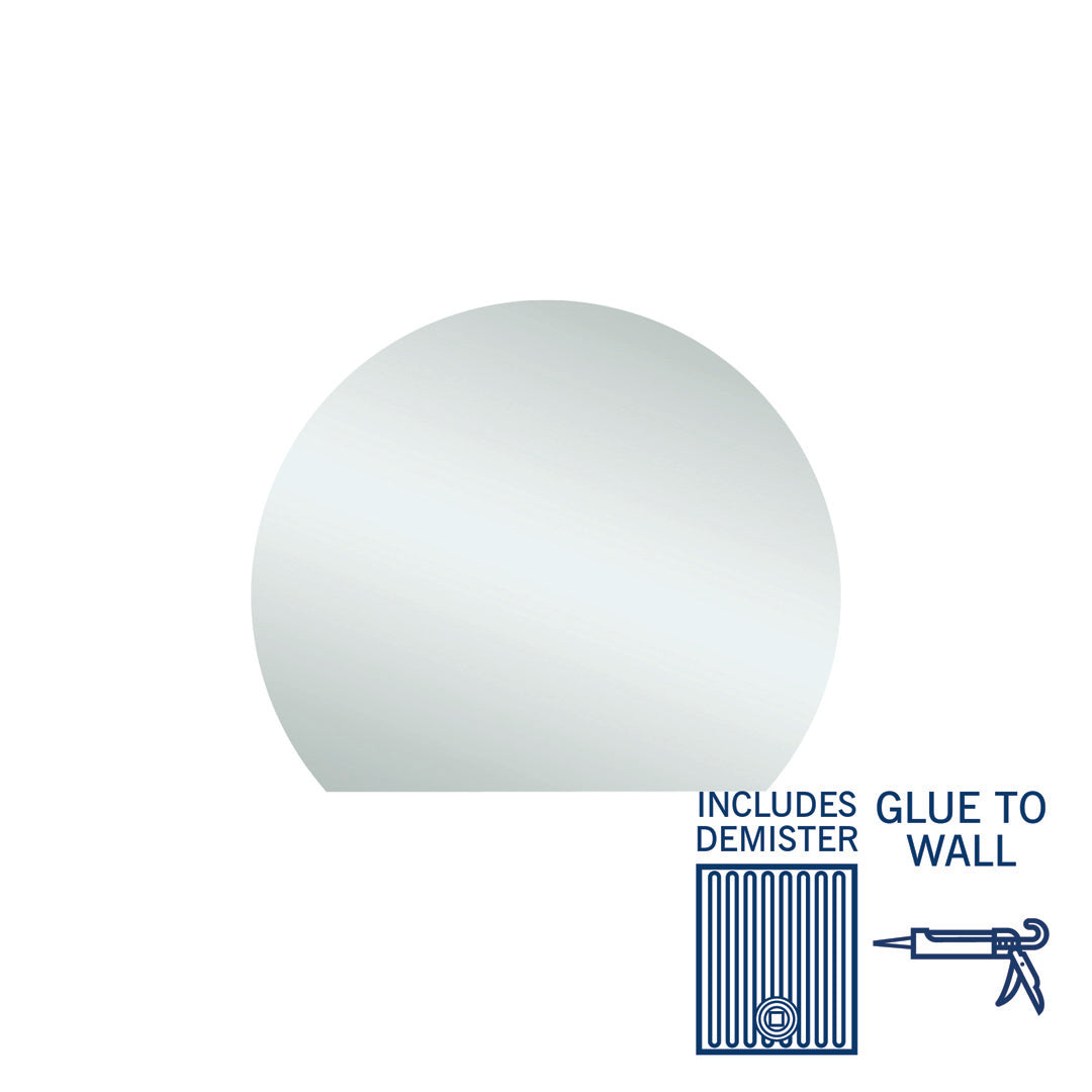 Thermogroup Hamilton D Shaped Polished Edge Mirror - 900x750mm Glue-to-Wall and Demister - HD9075GTD