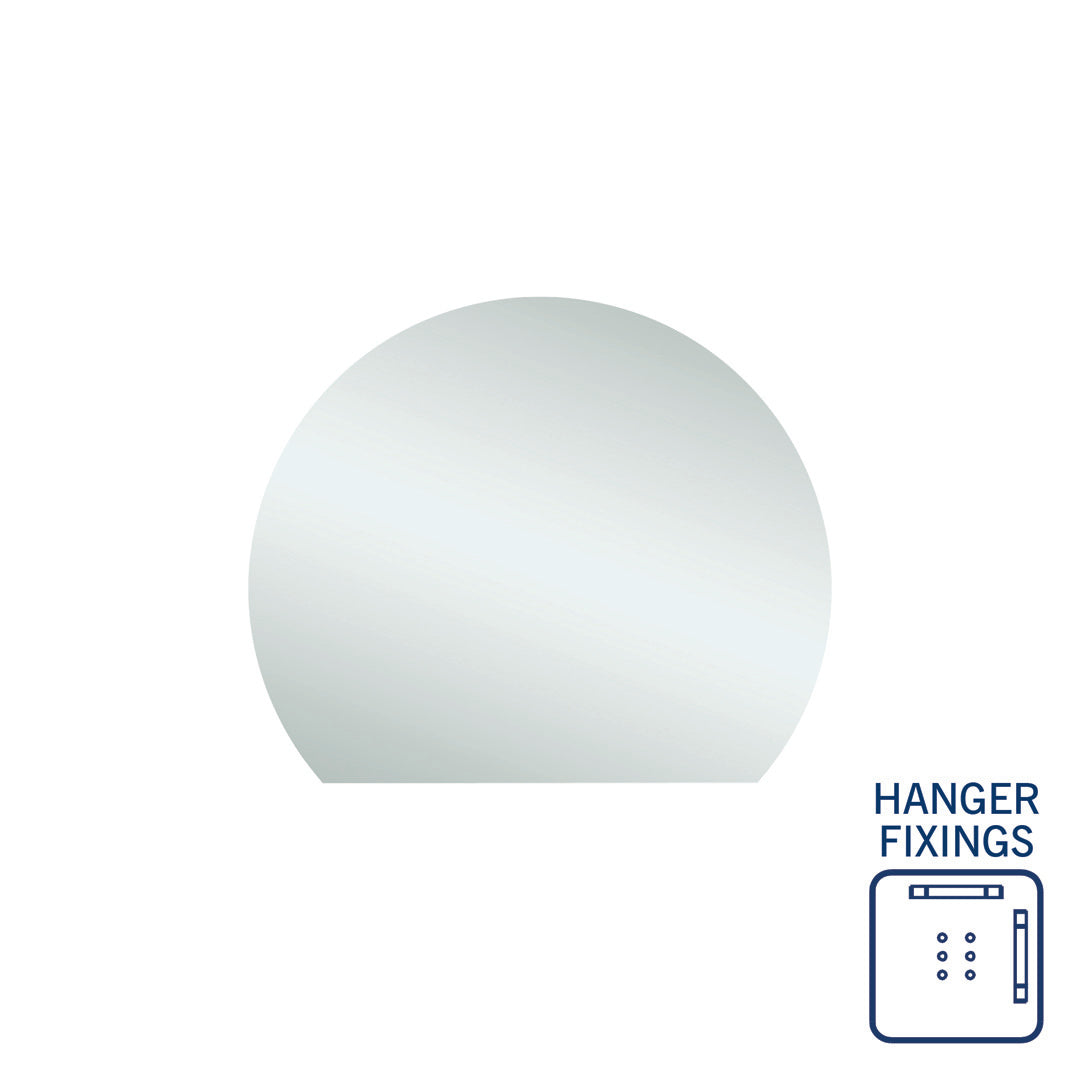 Thermogroup Hamilton D Shaped Polished Edge Mirror - 900x750mm with Hangers - HD9075HN