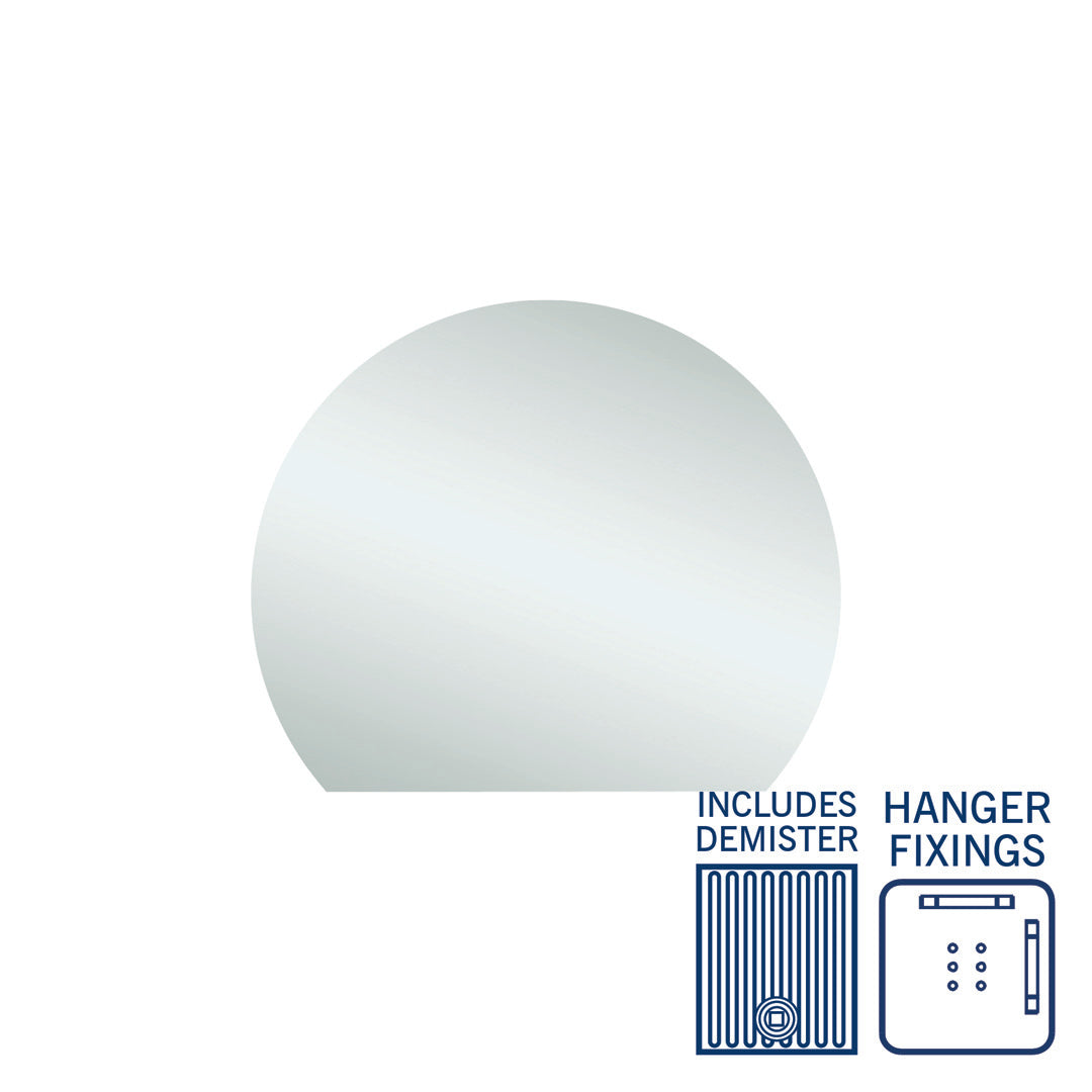 Thermogroup Hamilton D Shaped Polished Edge Mirror - 900x750mm with Hangers and Demister - HD9075HND