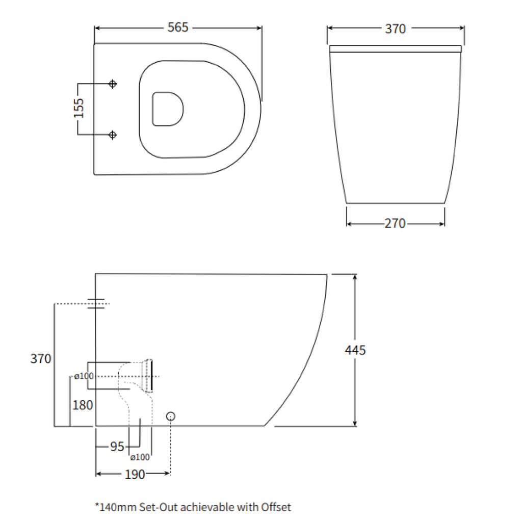 Studio Bagno Hyde Rimless Wall Faced Pan - HYD002