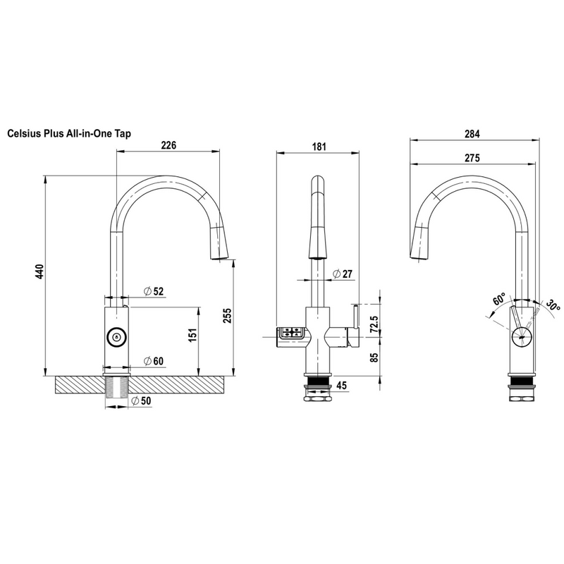 Zip HydroTap G5 Boiling, Chilled, Hot & Ambient Celsius Plus All-In-One - Matte Black H5M784Z03AU