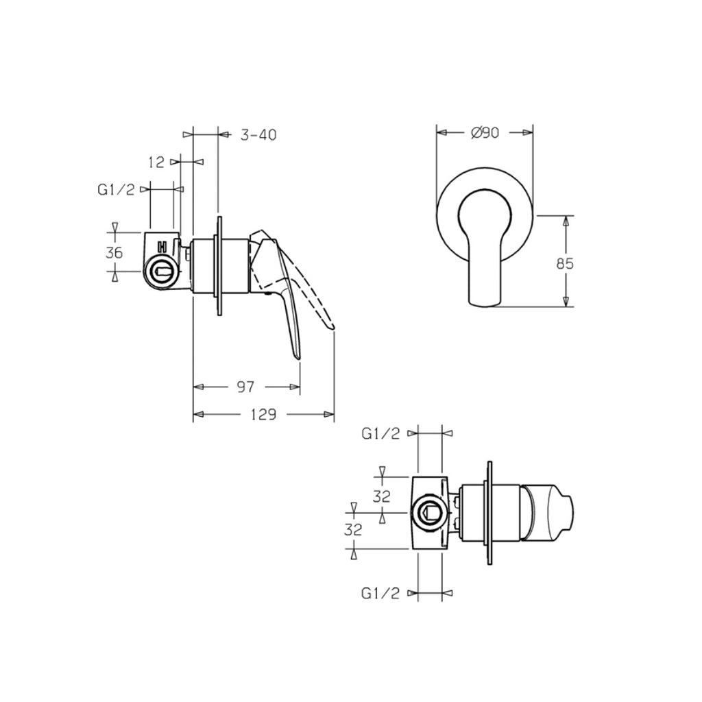 Hansa Paleno Shower Mixer Trim Kit - Chrome - 50789003SP