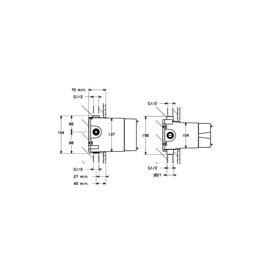 Hansa 46mm Shower/Bath In-Wall Diverter Body - 20001000037