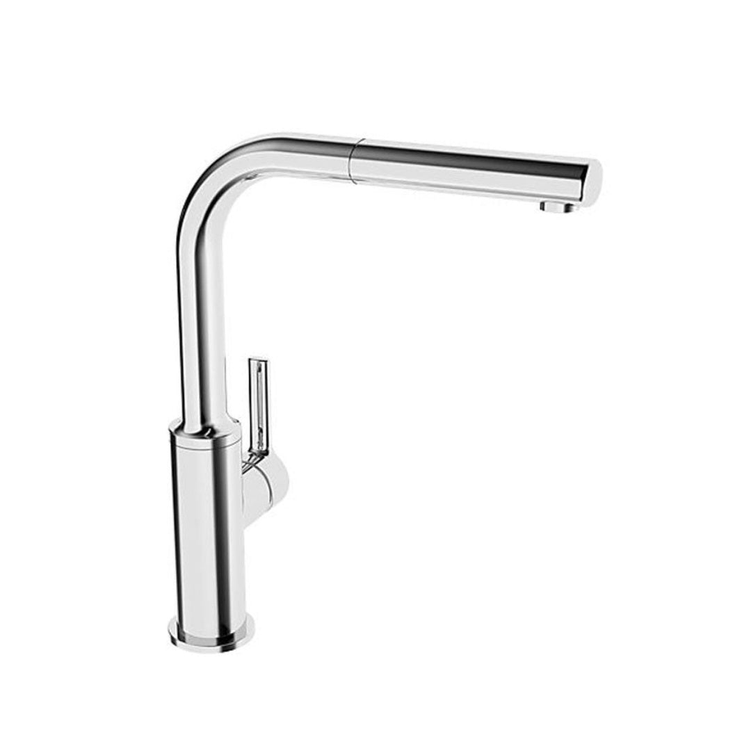 Hansa Ronda Gooseneck Kitchen Mixer with Pull Out Aerator Chrome