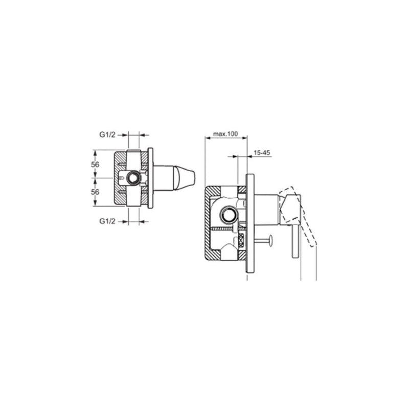 Hansa Twist Loop Shower or Bath Mixer with In-Wall Body - Chrome