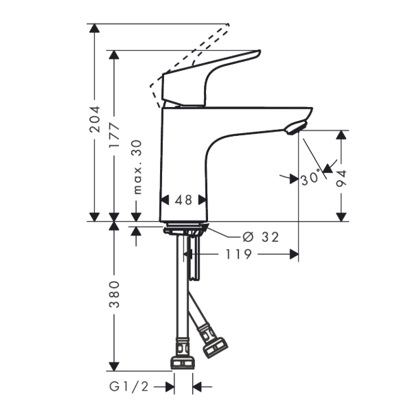 Hansgrohe Focus 100 Basin Mixer without Waste - Brushed Nickel - 31517823