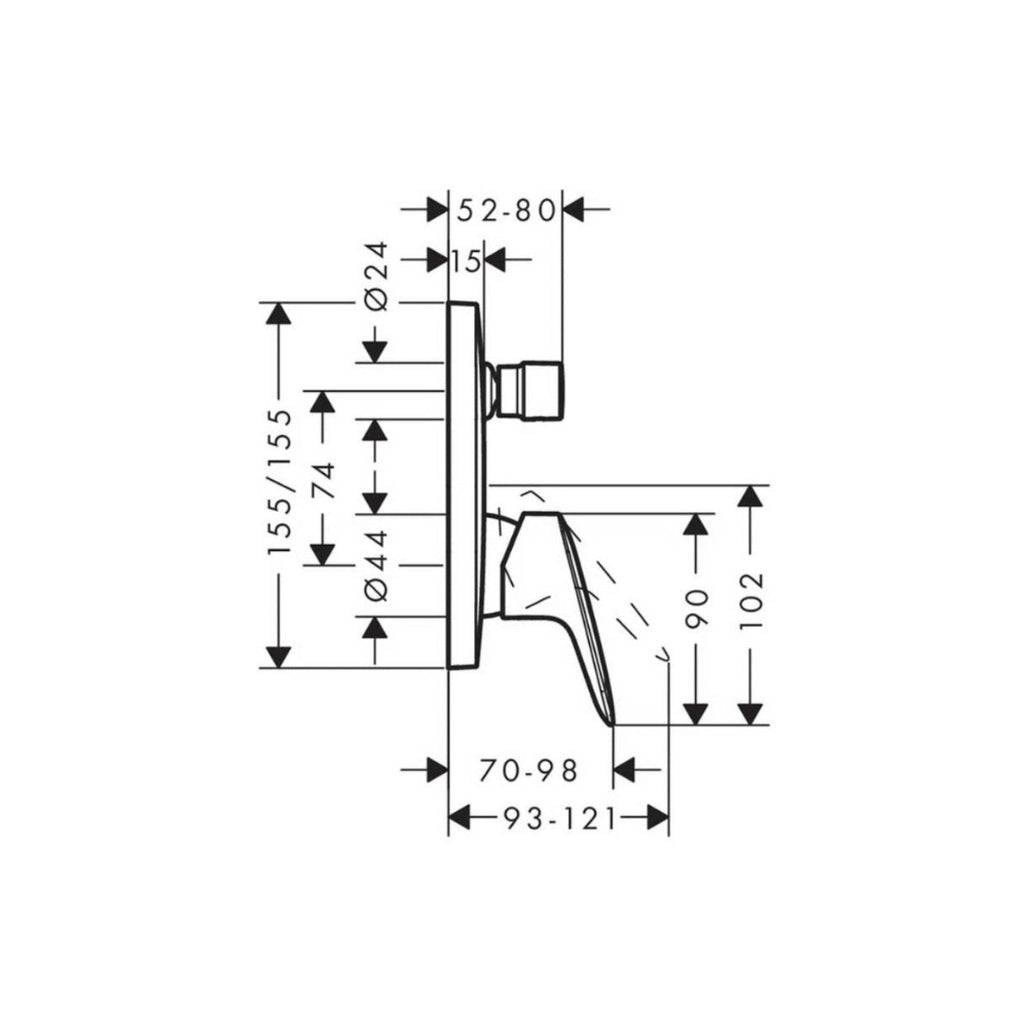 Hansgrohe Logis Bath Wall Mixer & Diverter - Includes In-Wall Body - Chrome - 71405003 + 01800180