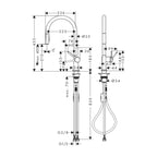 Hansgrohe Talis M54 2jet Single Lever 210 Pull-Out Spray Kitchen Mixer - Matte Black - 72800673