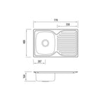 Harmony Bassini Reversible Single Bowl Sink with Drainer PPH20 - 1 Tap Hole with Right Hand Drainer - PPH22 1TH