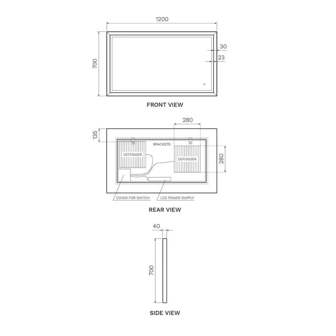 Parisi IKS 1200 Mirror with Capacitive Switch (LED) - IK-1200M