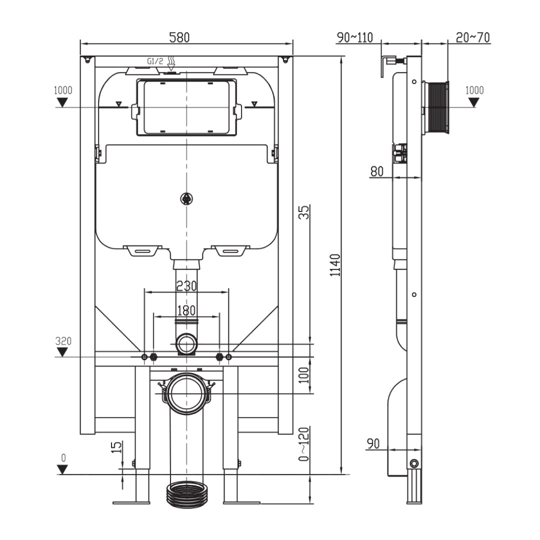 Argent 80 In-Wall Mechanical Cistern & Frame - IN48905