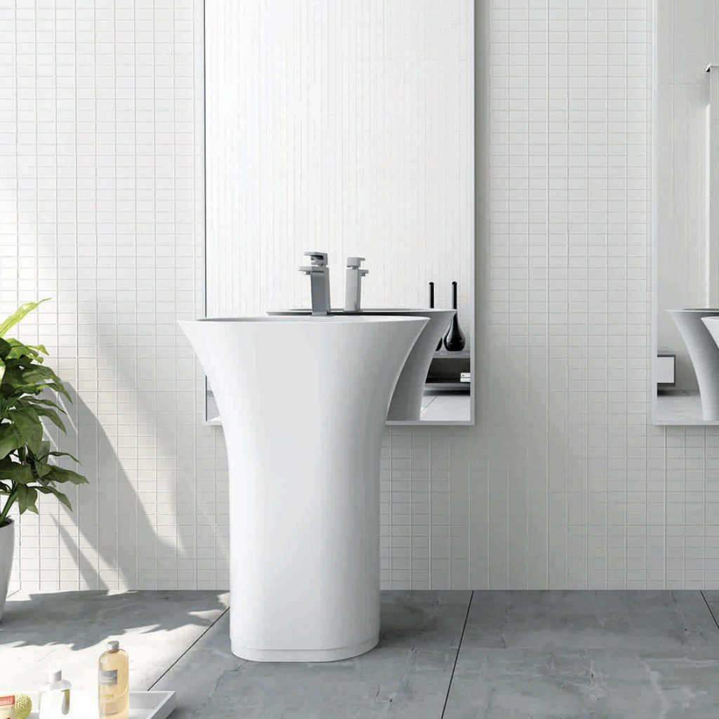 Pietra Bianca Iceland Freestanding Basin - 1 Tap Hole - Black - PBS2024-Black