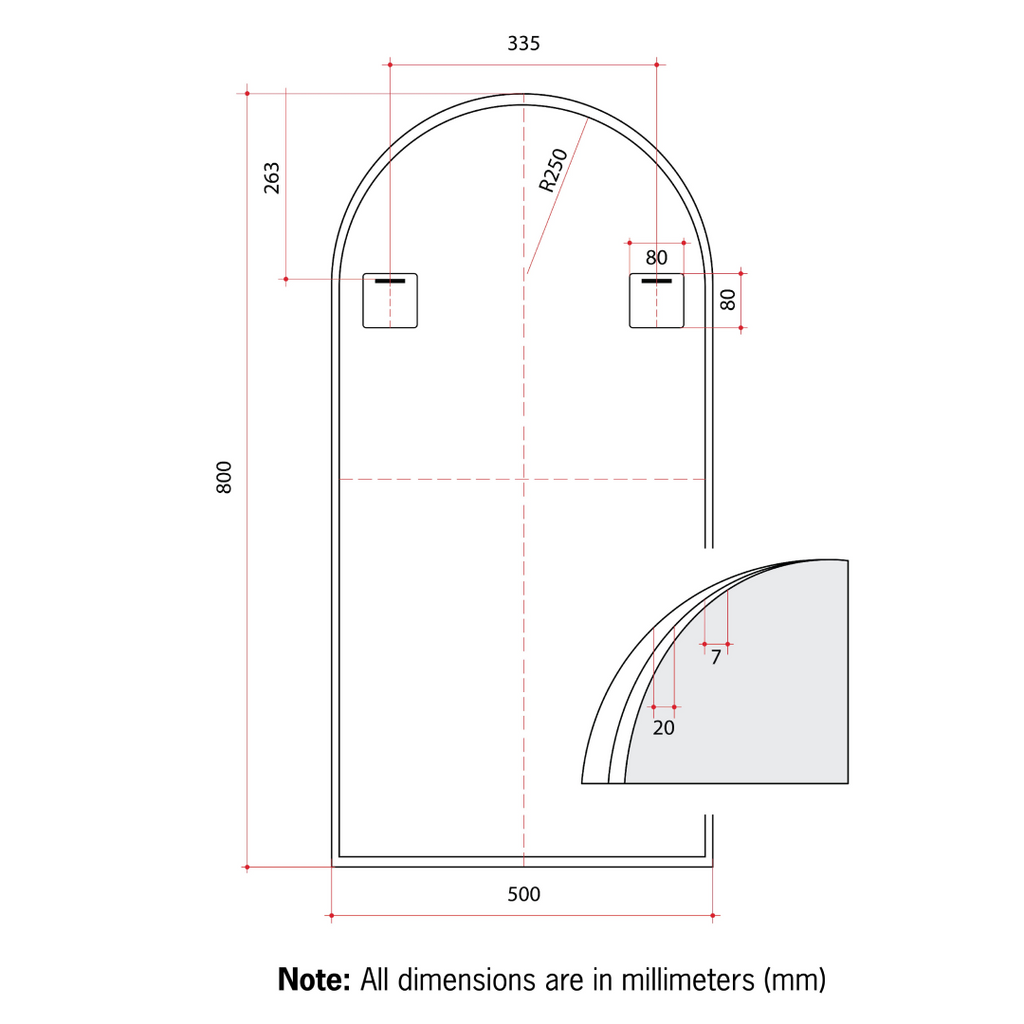 Thermogroup Ablaze Juno Arch Black Framed Mirror - JC5080B