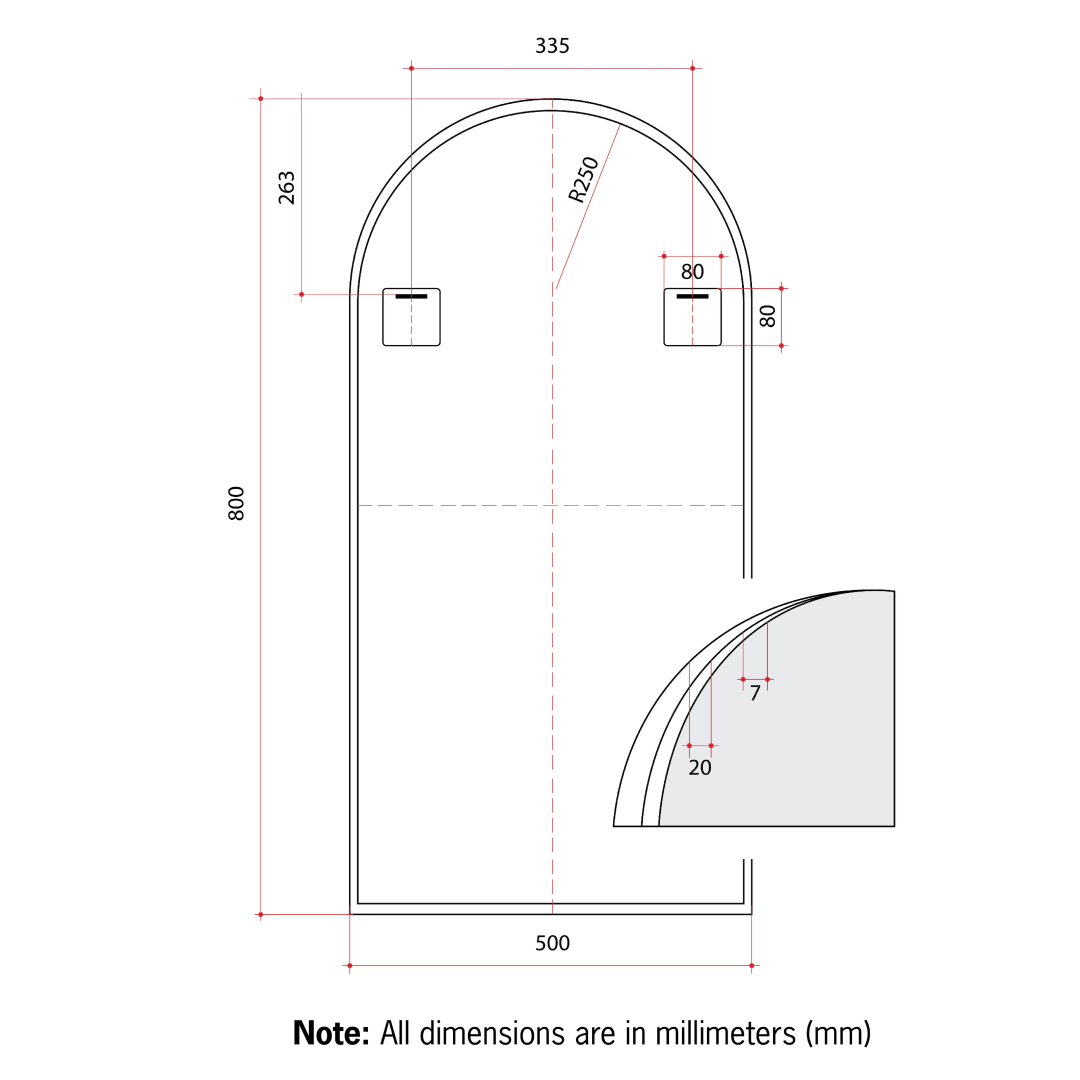Thermogroup Ablaze Juno Arch Black Framed Mirror - JC5080B
