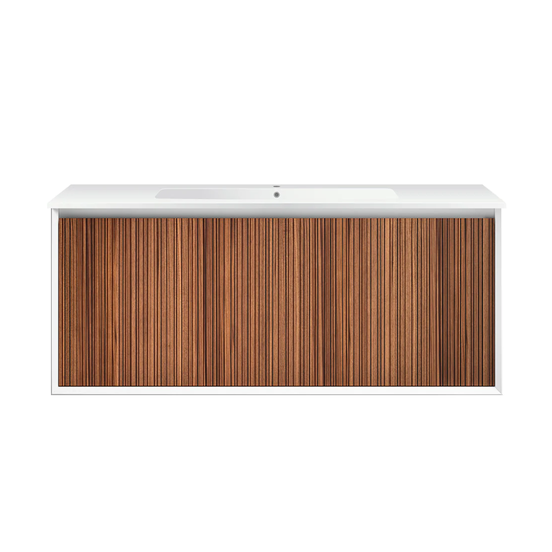 Parisi Jazz 1200mm Wall Hung Matte White Vanity - Walnut Naturale - JZ-1200MW-WN
