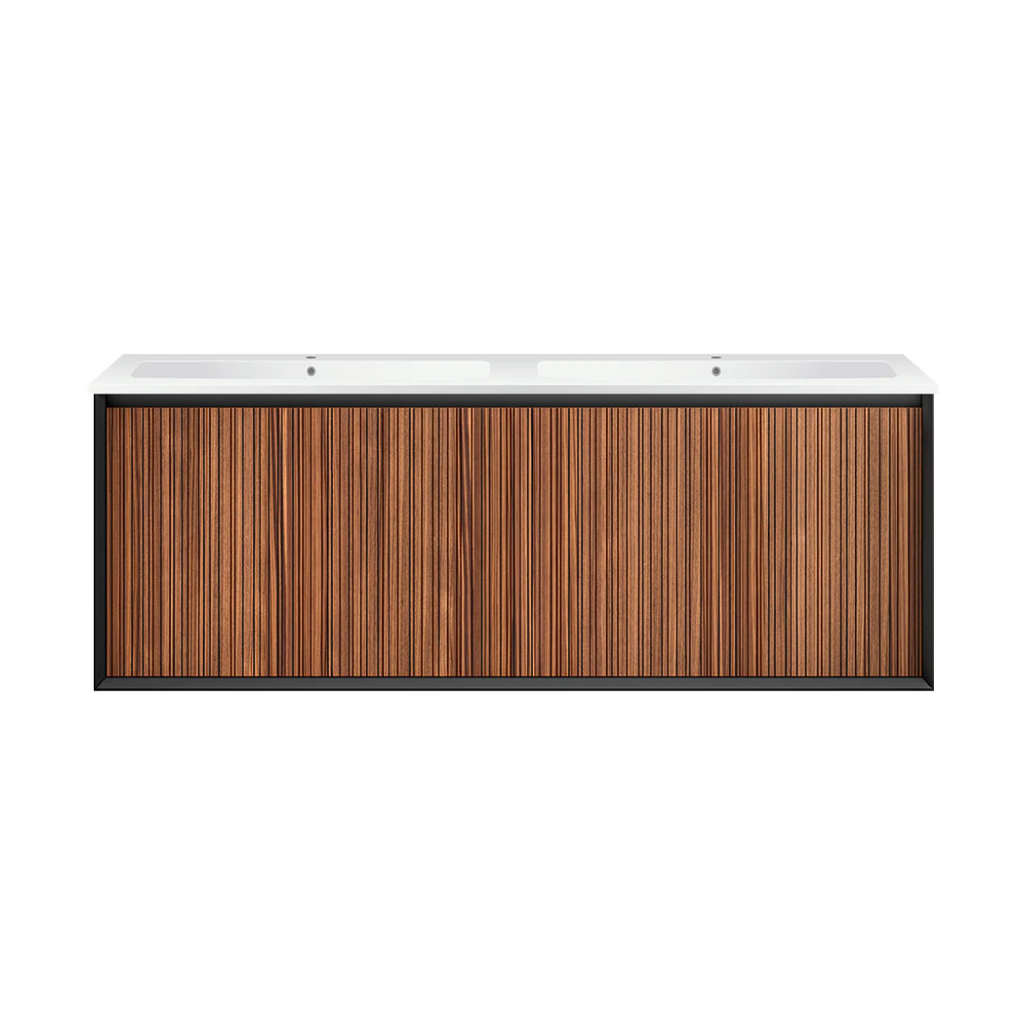 Parisi Jazz 1400mm Wall Hung Matte Black Vanity - Walnut Naturale - JZ-1400DMB-WN