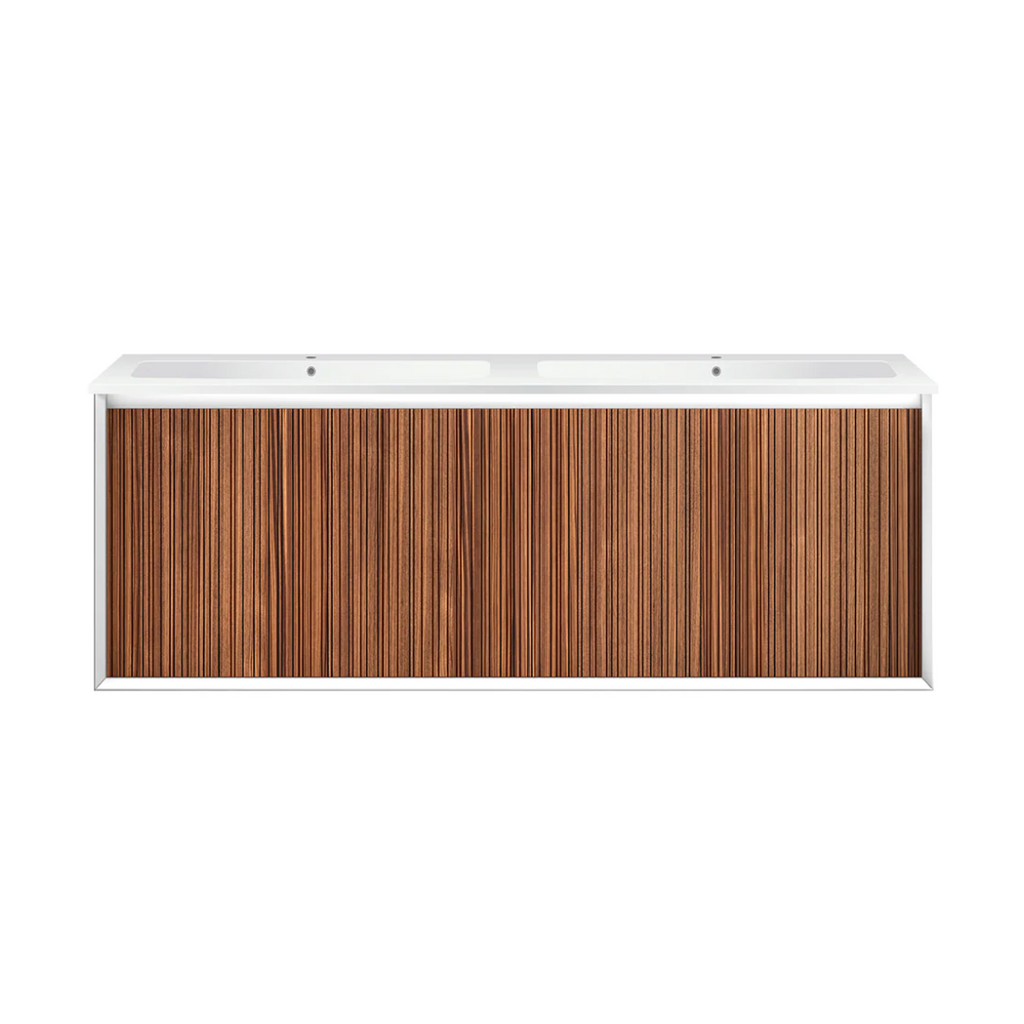 Parisi Jazz 1400mm Wall Hung Matte White Vanity - Walnut Naturale - JZ-1400DMW-WN