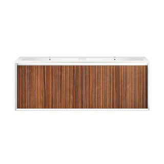 Parisi Jazz 1400mm Wall Hung Matte White Vanity - Walnut Naturale - JZ-1400DMW-WN