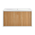 Parisi Jazz 900mm Wall Hung Matte White Vanity - Rovere Naturale - JZ-900MW-RN