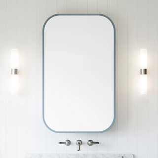 Timberline Jazz Arch Frame 630mm Shaving Cabinet - Saxby Blue Satin Frame - JZAF-SC-630-S-G