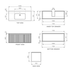 Parisi Jazz 1200mm Wall Hung Matte White Vanity - Rovere Naturale - JZ-1200MW-RN