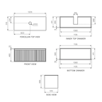 Parisi Jazz 1200 Wall Hung Vanity Rovere Naturale Matte Black with Italian Porcelain Top - Portland Hood - FV-JZ-1200MB-RN-PH