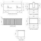 Parisi Jazz 1400 Wall Hung Vanity Walnut Naturale Matte Black With Italian Porcelain Top - Golden Spider - FV-JZ-1400DMB-WN-GS