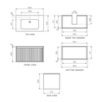 Parisi Jazz 900mm Wall Hung Matte Black Vanity - Rovere Naturale - JZ-900MB-RN