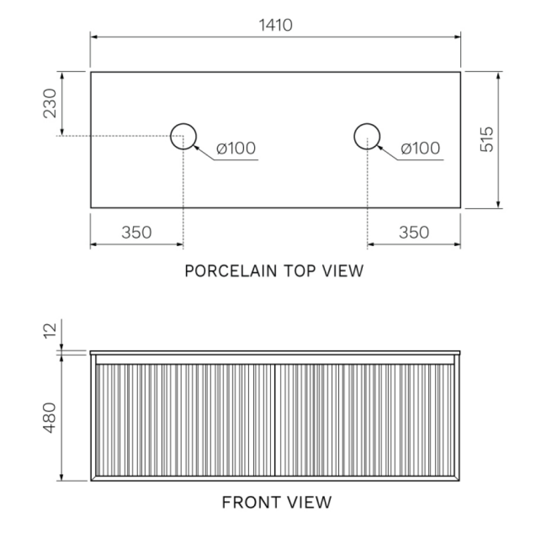 Parisi Jazz 1400 Wall Hung Vanity Rovere Naturale Matte Black with Italian Porcelain Top - Statuario - FV-JZ-1400DMB-RN-ST