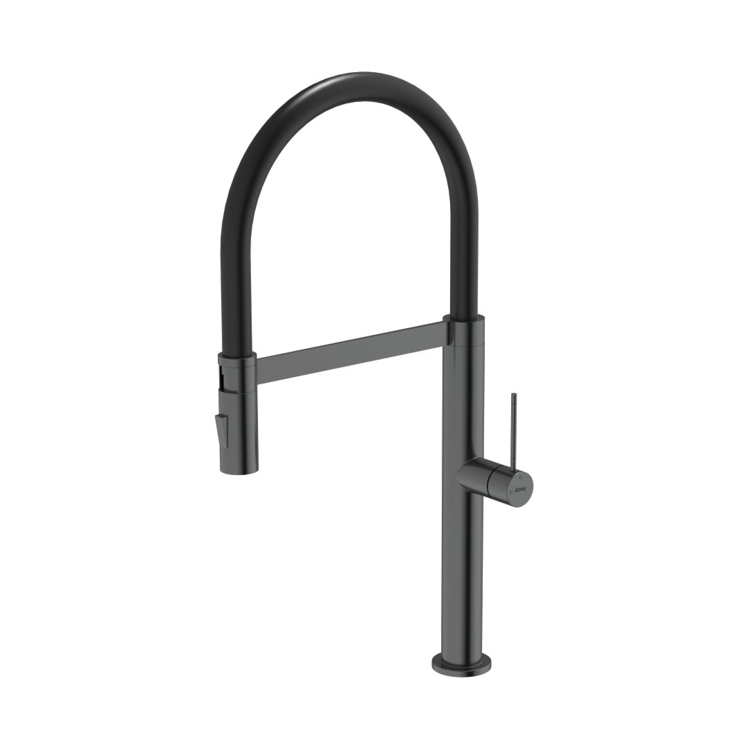 Abey 304 Stainless Steel Chef Kitchen Mixer with Dual Spray Magnetic Pull Down - Black Pearl KTA019-BP