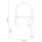 Abey 304 Stainless Steel Chef Kitchen Mixer with Dual Spray Magnetic Pull Down - Eureka Gold KTA019-G