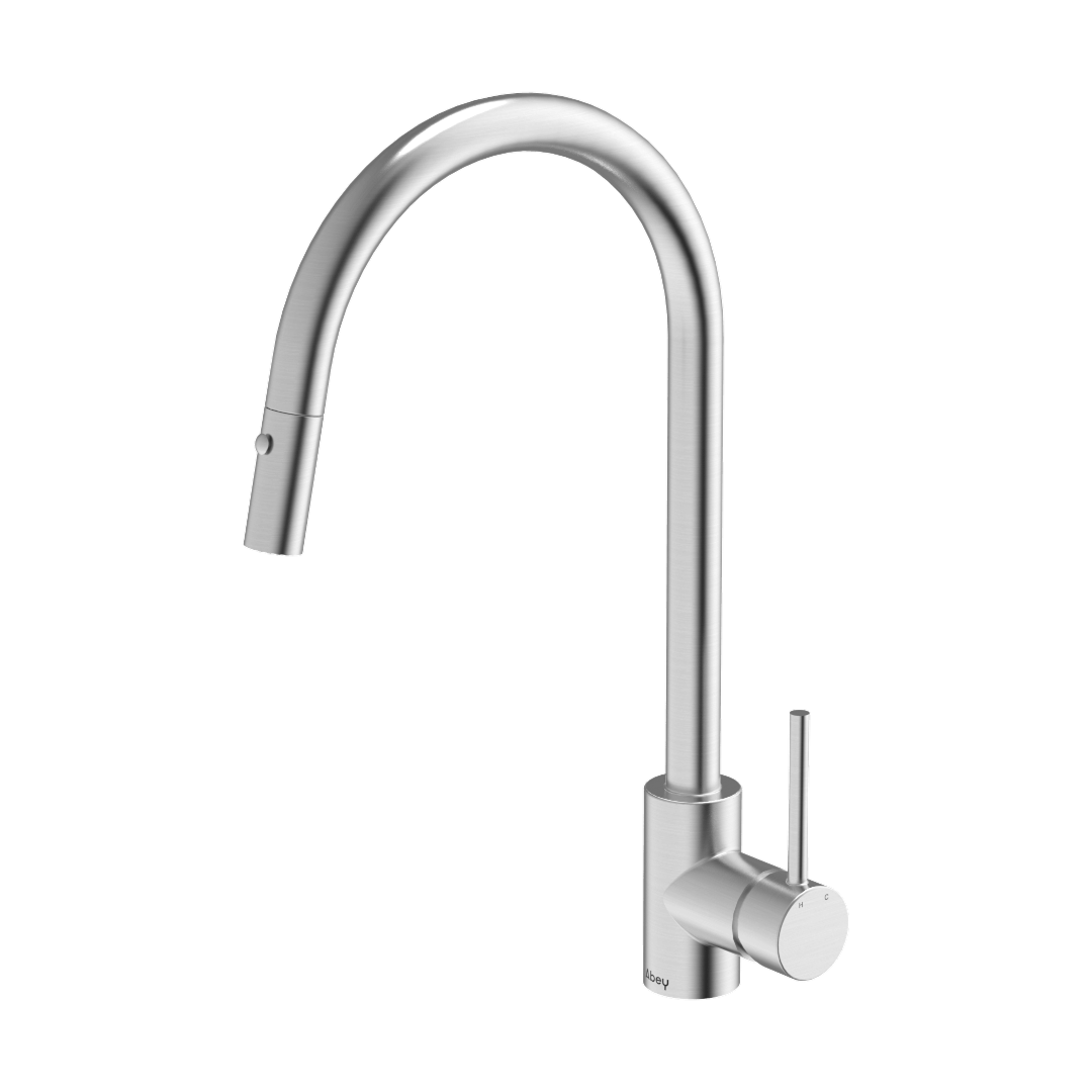 Gareth Ashton 316 Marine Grade Stainless Steel Goose Neck Pull Out Kitchen Mixer - Stainless Steel - KTA037-316-BR