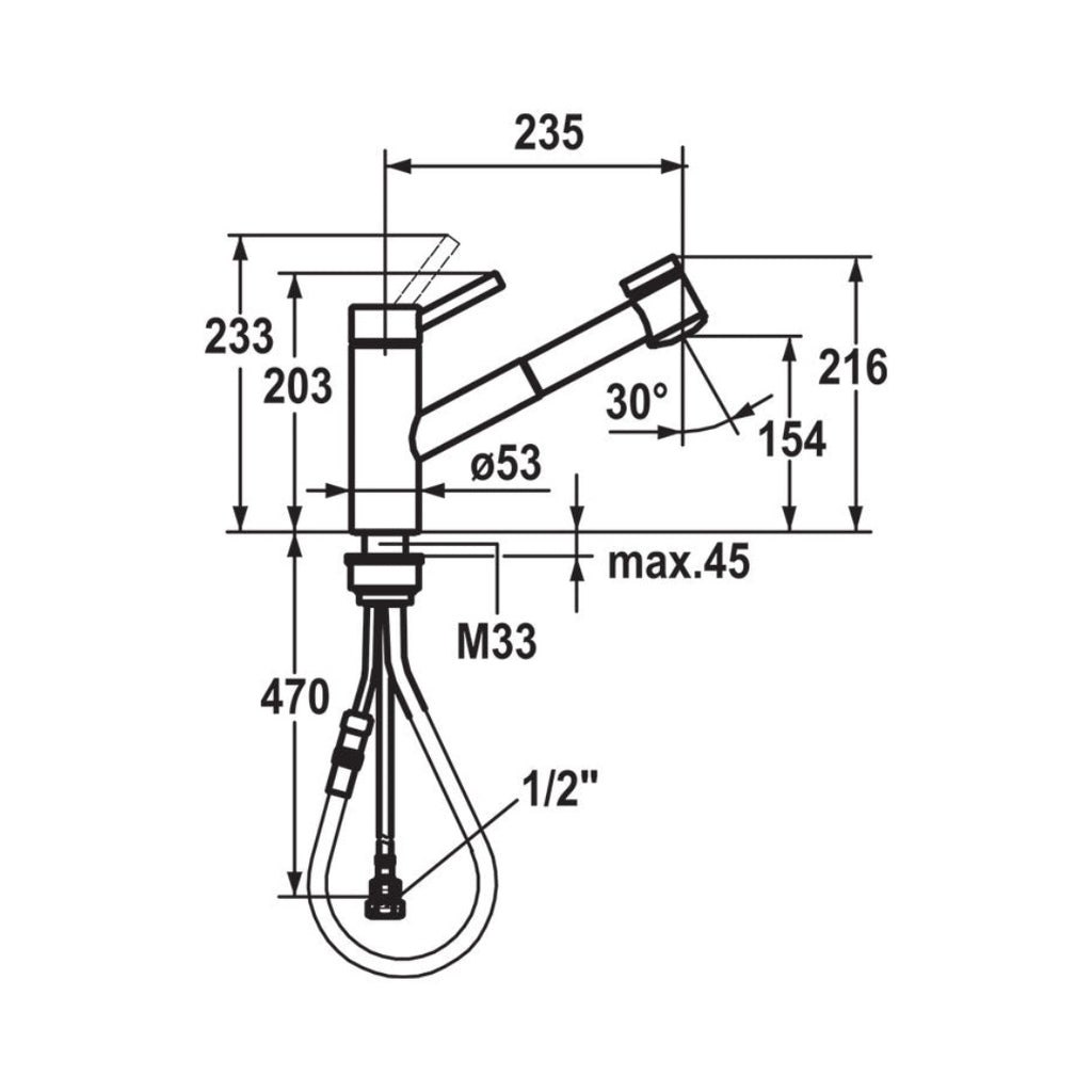 KWC Inox Pull Out Sink Mixer - Stainless Steel - 10.271.033.700