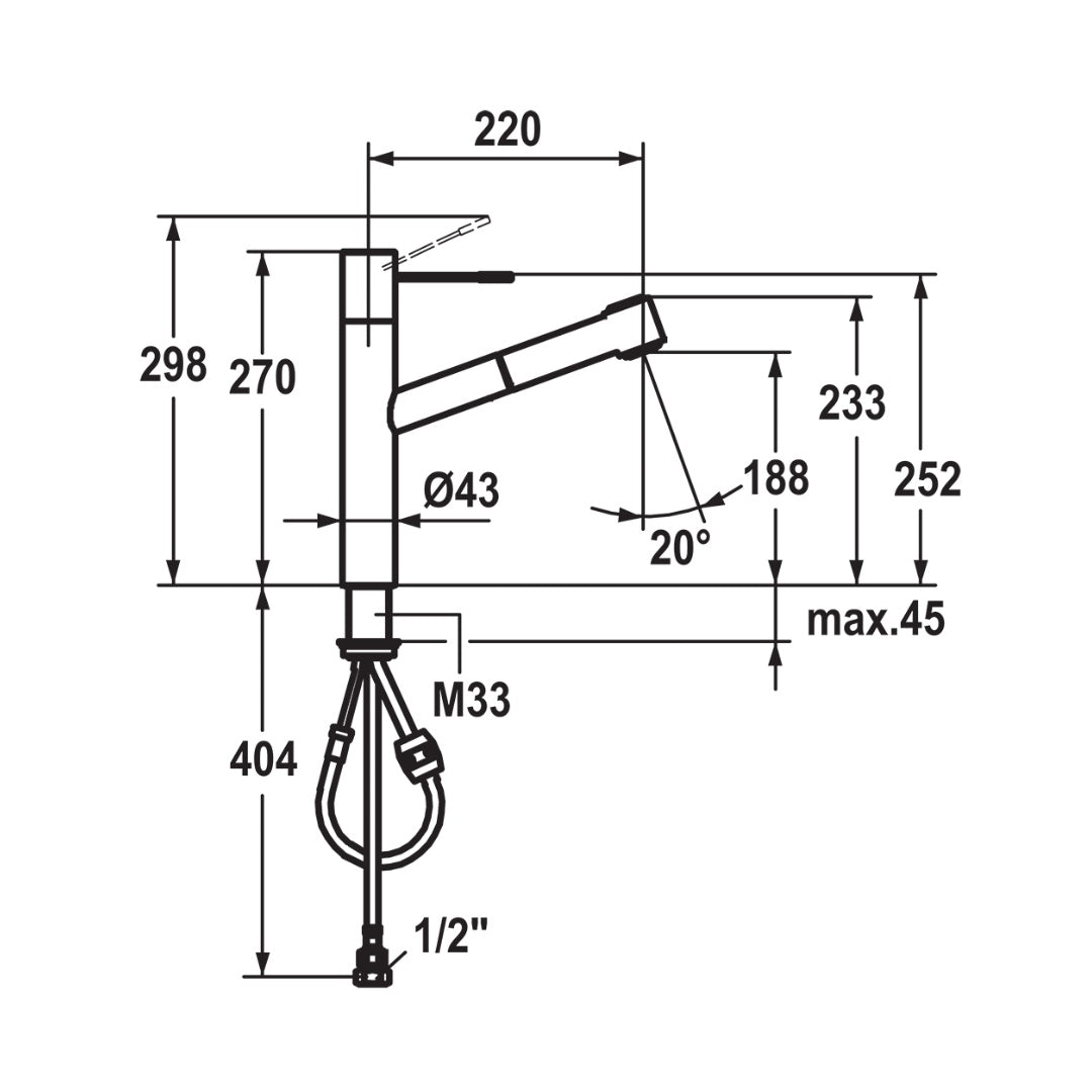 KWC ONO Pull-Out w-spray - Chrome - 10.151.033.000